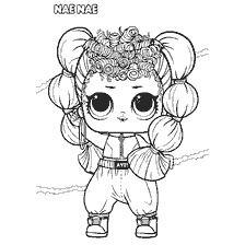 coloriage: Poupée LOL Nae Nae pour la coloration en noir et blanc