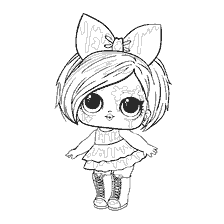 coloriage: Poupée colorante LOL Splatters avec grands yeux et arcs