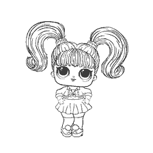 coloriage: Poupées à colorier LOL Oops-Baby en noir et blanc