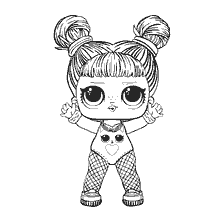 coloriage: Poupée de coloration Daring Diva avec de grands yeux et des vêtements élégants