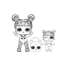 coloriage: Coloris poupées LOL: Diva audacieuse avec un bébé et un sac à main