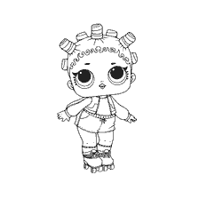 coloriage: Poupée de coloration LOL Lady Roller dans le style des patins à roulettes