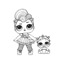 coloriage: Couleur LOL Mlle Punk avec bébé