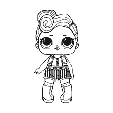 coloriage: Poupée de coloration LOL Funky Q T en noir et blanc