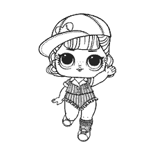 coloriage: Poupée de coloration LOL Court Stop avec casquette de baseball et vêtements de sport