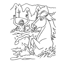Spirit: Lord of the Prairies with a bathing horse and a man