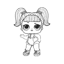 coloriage: Poupée colorante LOL Glamstronaut avec grands yeux et queues