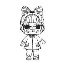coloriage: Poupée de coloration LOL P.H.D.B.B. avec de grandes lunettes et arc