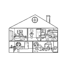 coloriage: Dollhouse avec poupées LOL pour la peinture