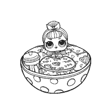 coloriage: Poupée colorante LOL bébé dans une boule avec accessoires