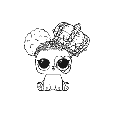 coloriage: Couleur chiot LOL avec une couronne