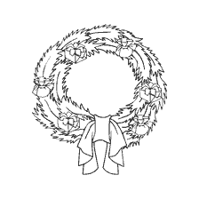 Disegno per una corona di Natale con un centro vuoto e regali