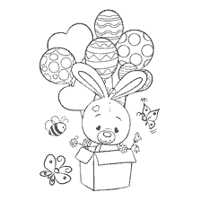 Coloring Nurses: a bunny with balloons and flowers