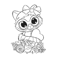 Coloring Nurses with a cute raccoon and flowers