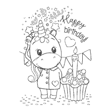 Coloring Nurses with a unicorn and a birthday cupcake