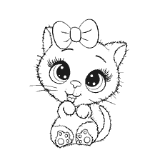 Merry cat with a large bow and fur