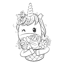 Coloring Nurses-Pretty Unicorn with flowers