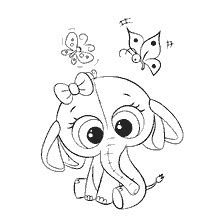 Elephant with bow and butterflies