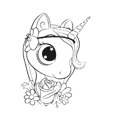 Coloring Girl Unicorn with Flowers