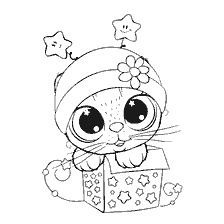 Drawing of Nurses-Pretty: a cat in a box with stars
