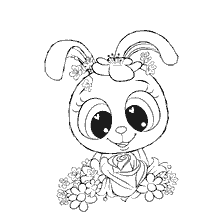 Coloring a bunny with flowers