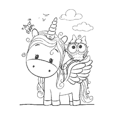 Unicorn and owl coloring