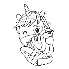 Coloring Babysitters: Unicorn with cupcake and boots