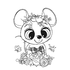 Coloring a mouse with flowers and butterflies