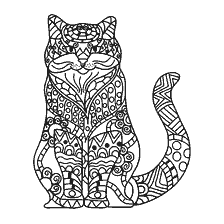 boyama sayfası: Anti-stress bir kedi resmi ile renkli