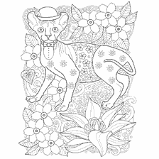 boyama sayfası: Yetişkin anti-stress Sphinx Cats için bir şapka