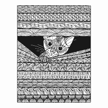 boyama sayfası: Yetişkinler için Renk: Desenli kedi desenler arasında