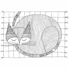 boyama sayfası: Uyuyan bir kedi rengi