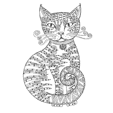 boyama sayfası: Anti-stress bir kedi resmi ile renkli
