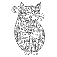 boyama sayfası: Yetişkinler için anti-stress tarzında bir kedi görüntüsü ile renklendirme