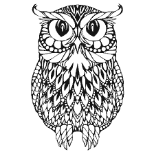 boyama sayfası: Yetişkinler için, anti-stress tarzında bir owl görüntüsü ile renklendirme