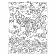 boyama sayfası: Anti-stress owls ve tereyağı renkler