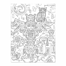 boyama sayfası: Owls ve geometrik desenlerin görüntüsü ile yetişkinler için renklendirme