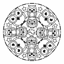 boyama sayfası: Mandala ve owls ile yetişkinler için renklendirme