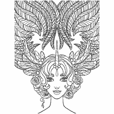 boyama sayfası: Yetişkinler için Renk: A girl with acorn and curls