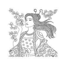 boyama sayfası: Yetişkinler için Renk - Sakura Girl