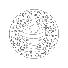 Kleuren voor volwassenen anti-stress met het beeld van Saturnus en sterren