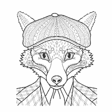 Fox en sombrero y traje de color