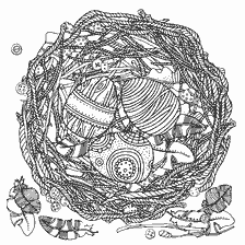 Anti-stress kleuring met paaseieren in het nest