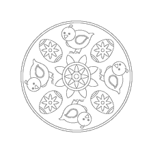 Anti-stress kleuren Pasen met mandala en vogels