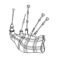 coloring page: Drawing bagpipes with musical instruments