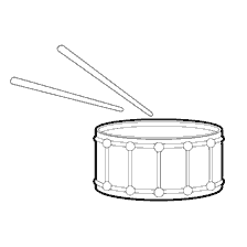 coloring page: Drawing of a drum with sticks
