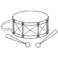 coloring page: Coloring with the image of the drum and sticks for playing on it