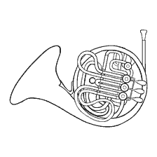 coloring page: Drawing of the horn for coloring