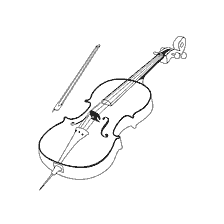 coloring page: Cello drawing and bow