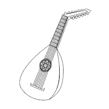 coloring page: Black and white lute coloring